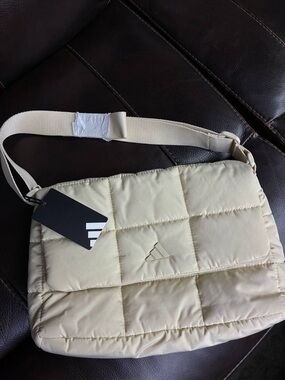 adidas Quilted Crossbody Messenger Bag in Beige